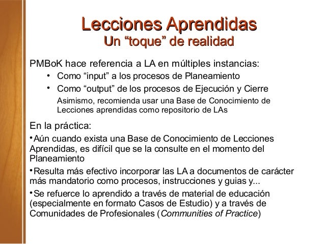 Lecciones aprendidas en proyectos 1
