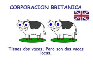 CORPORACION BRITANICA




Tienes dos vacas, Pero son dos vacas
               locas.
 