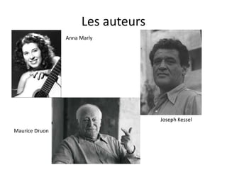 Les auteurs
Anna Marly
Joseph Kessel
Maurice Druon