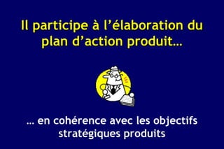 Il participe à l’élaboration du
    plan d’action produit…




… en cohérence avec les objectifs
      stratégiques produits
 