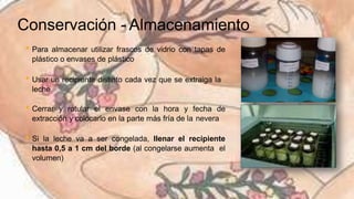 Leche materna extraccion y almacenamiento