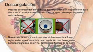 Leche materna extraccion y almacenamiento