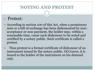 Notarial Protest Lec negotiable instruments | PPTX