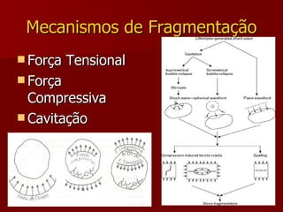 Mecanismos de Fragmentação Força Tensional Força Compressiva Cavitação 