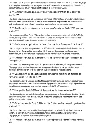 Solas Ism Code _ Le CODE-ISM.pdf Sécurité et Conformité Maritime OMI-OIT | PDF