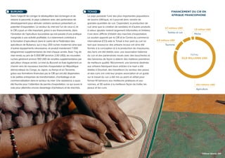 43,1 millions USD
Agriculture
3,7 millions USD
Textiles et cuir
BURUNDI
Dans l’objectif de corriger le déséquilibre des échanges et de
réduire la pauvreté, le pays collabore avec des partenaires de
développement pour stimuler certains secteurs présentant un
potentiel d’exportation. Le secteur du miel est l’un de ceux-ci, et
le CIR a joué un rôle important, grâce à ses financements, dans
l’évolution de l’apiculture burundaise qui est passée d’une pratique
marginale à une activité profitable. Il a notamment contribué à
la formation d’apiculteurs dans le cadre de la Fédération des
apiculteurs de Bubanza, qui a reçu 200 ruches modernes ainsi que
d’autres équipements nécessaires, et produit maintenant 7 000
kilogrammes supplémentaires de miel chaque année. Avec 1 kg de
miel vendu au prix de 5 000 BIF (environ 2,50 USD), les nouvelles
ruches génèrent environ 100 USD de recettes supplémentaires par
apiculteur chaque année. Le miel du Burundi se fraie également un
chemin vers de nouveaux marchés d’exportation en République
démocratique du Congo, au Japon, au Kenya et en Tanzanie,
grâce aux formations financées par le CIR qui ont été dispensées
à de petites entreprises de transformation, d’emballage et de
commercialisation dans le secteur du miel. Une assistance a aussi
été fournie pour l’obtention de permis d’exportation, ce qui ouvre la
voie pour atteindre encore davantage d’acheteurs et de marchés.
TCHAD
Le pays possède l’une des plus importantes populations
de bovins d’Afrique, et il pourrait donc vendre de
grandes quantités de cuir. Cependant, la production de
cuir ainsi que la création de sandales et d’autres produits
à valeur ajoutée restent largement informelles et limitées;
il est donc difficile d’établir des marchés d’exportation.
Le soutien apporté par le CIR et le Centre du commerce
international (CCI) aide le Tchad à tirer parti du cuir en
tant que ressource; des artisans locaux ont ainsi été
formés à la conception et à la production de chaussures,
des liens ont été établis avec une association italienne
du cuir et des partenariats noués avec des boucheries et
des tanneries de façon à obtenir des matières premières
de meilleure qualité. Récemment, une tannerie destinée
aux artisans fabriquant leurs articles à la main a été
établie à Dourbali, des travailleurs du secteur des peaux
et des cuirs ont créé leur propre association et un guide
sur le travail du cuir a été mis au point et utilisé pour
former 61 tanneurs aux meilleures pratiques et aux
normes, et 30 autres à la meilleure façon de traiter les
peaux et les cuirs.
81+9+7+3S
FINANCEMENT DU CIR EN
AFRIQUE FRANCOPHONE
TOTAL
52,8 MILLIONS USD
1,5 million USD
Pêche
4,5 millions USD
Tourisme
©Olliver Girard • EIF
 