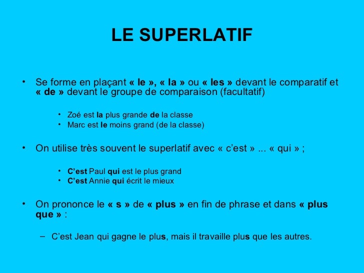 C'est Quoi Le Superlatif En Anglais