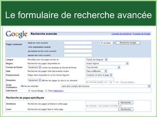 Le formulaire de recherche avancée 