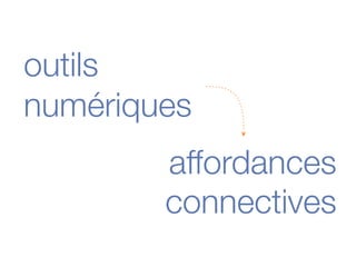 outils
numériques
affordances
connectives
 
