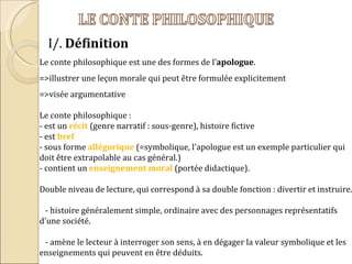 Le conte philosophique  PPT