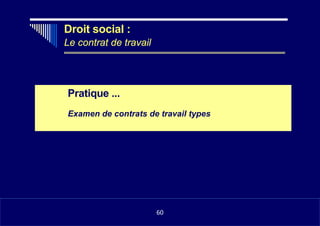 •
Droit social :
Le contrat de travail
Pratique ...
Examen de contrats de travail types
1160
60
 