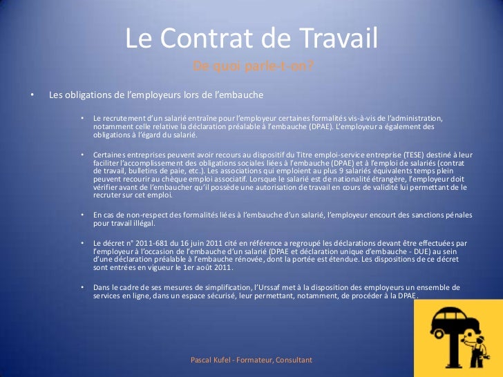 Le Contrat De Travail