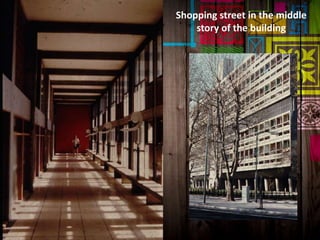 Shopping street in the middle
story of the building
 