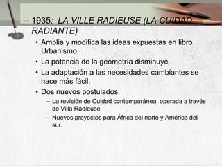 CASAS BARATASSu quehacer de arquitecto era solo uno: Edificar casas, al margen de la ubicación y de las capas sociales   a las que estuvieran dirigidas. Esta idea se confirmo en la practica con la colonia pessac en Burdeos proyectada en 1925 y edificada en años posteriores a costa de grandes dificultades. Aunque eran casas estandarizadas Le Corbusier procuro la mayor variedad posible, algunas de ellas estaban alineadas en hilera, otras agrupadas como si fueran villas. 	Desde las mismas calles era evidente que Le Corbusier, al construir la colonia no había olvidado las escaleras exteriores, las rampas y las terrazas ajardinadas en su interior sin embargo la adopción de semejantes adelantos  era mucho  mas problemática. Si atendemos su aspecto y su carácter, las viviendas de Pessac no muestran diferencia apreciables con otras obras de le Corbusier. A sus moradores les resultaba ajeno el estilo de sus viviendas y también la esfera social y las formas de vida a partir de las cuales había gestado su arquitectura le Corbusier.