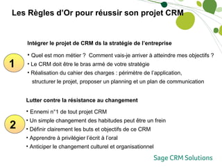 1 <ul><li>Intégrer le projet de CRM ds la stratégie de l’entreprise </li></ul><ul><li>Quel est mon métier ?  Comment vais-...