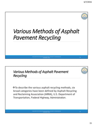 asphalt Pavement rehabilitation through recycling | PDF