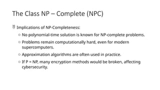 Npcs Algorithm advanced complexity theory and analysis algo | PPTX