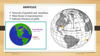 GRATICULE
A
B
 Network of parallels and meridians
 Main theme of map projection
 Indicates Position on globe
10
29 October, 2020
Coordinate Systems
 