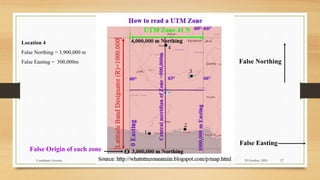 29 October, 2020
Coordinate Systems 27
False Northing
False Easting
False Origin of each zone
Location 4
False Northing = 3,900,000 m
False Easting = 500,000m
 