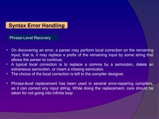 Lect-11(Parser and Error Recovery).pptx.. | PPTX