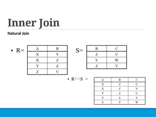 Inner Join
Natural Join
 