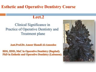 Clinical Significance in
Practice of Operative Dentistry and
Treatment plane
 