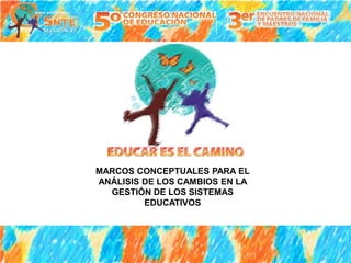 MARCOS CONCEPTUALES PARA EL
ANÁLISIS DE LOS CAMBIOS EN LA
  GESTIÓN DE LOS SISTEMAS
         EDUCATIVOS
 