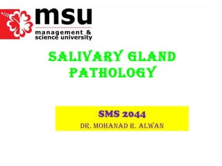 SALIVARY GLAND
  PATHOLOGY

       SMS 2044
   DR. MOHANAD R. ALwAN
 