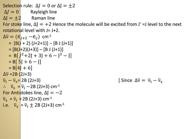 Lect. 23 rotational vibrational raman spectroscopy | PPTX | Chemistry ...