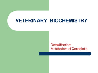 VETERINARY BIOCHEMISTRY
Detoxification:
Metabolism of Xenobiotic
 
