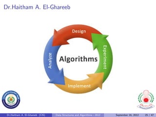 Dr.Haitham A. El-Ghareeb




 Dr.Haitham A. El-Ghareeb (CIS)   Data Structures and Algorithms - 2012   September 16, 2012   25 / 47
 