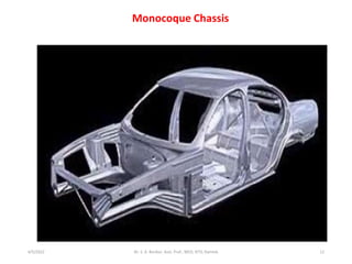 4/5/2022 Sh. S. A. Borikar, Asst. Prof., MED, KITS, Ramtek 12
Monocoque Chassis
 