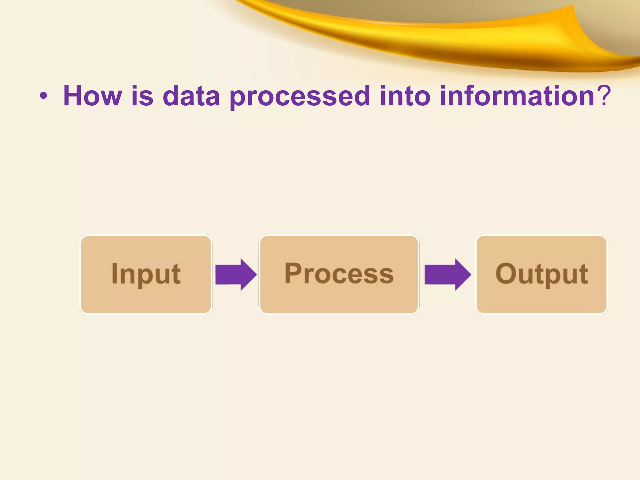 • How is data processed into information?
 