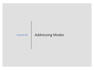 Addressing Modes
Lecture 03
 