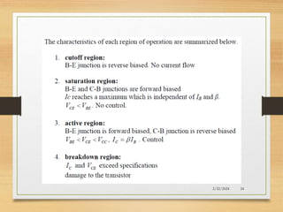 Characteristics of Bipolar Junction Transistor | PPTX