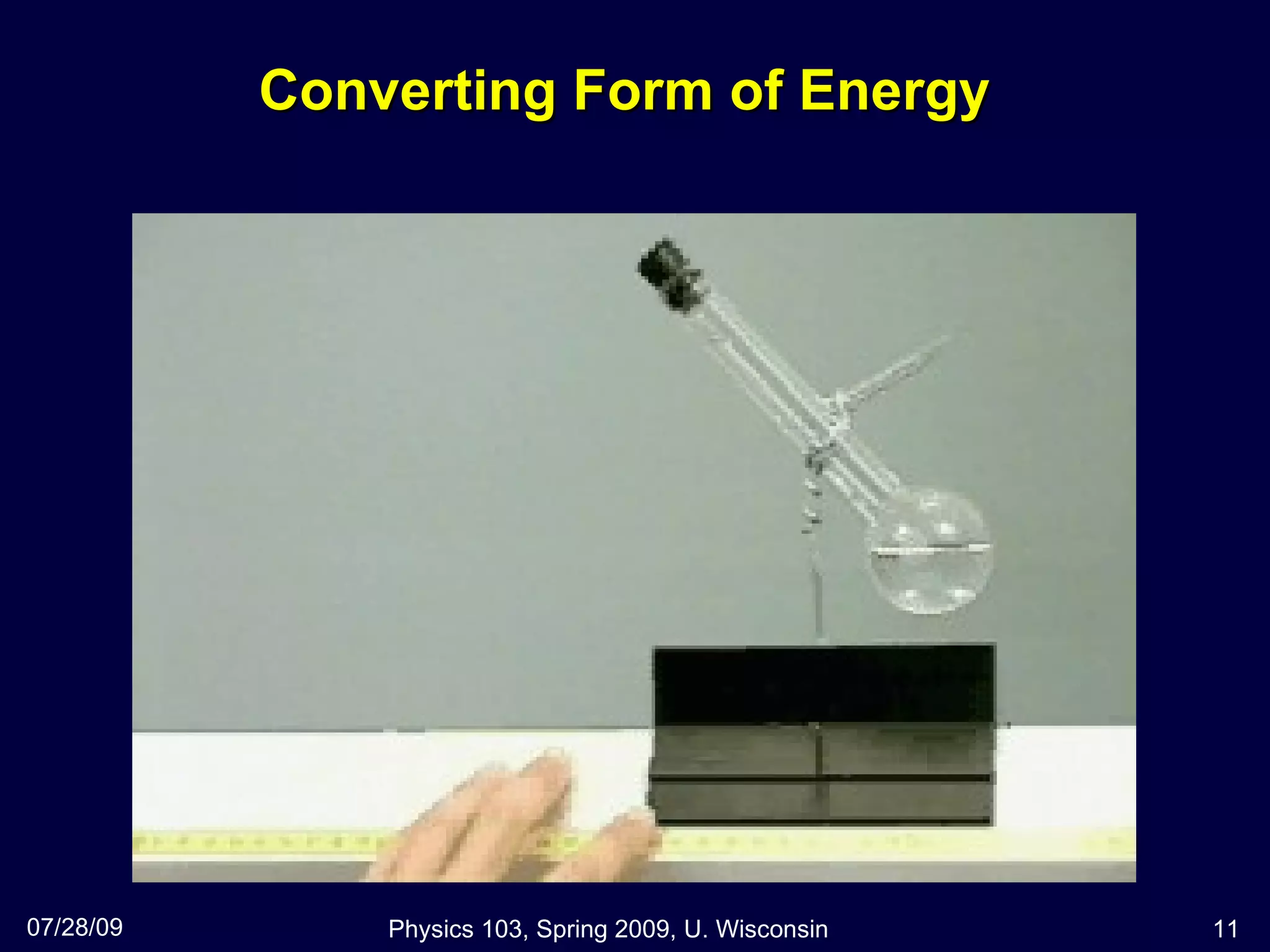 Converting Form of Energy 07/28/09 Physics 103, Spring 2009, U. Wisconsin 