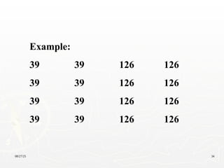 08/27/25 34
Example:
39 39 126 126
39 39 126 126
39 39 126 126
39 39 126 126
 