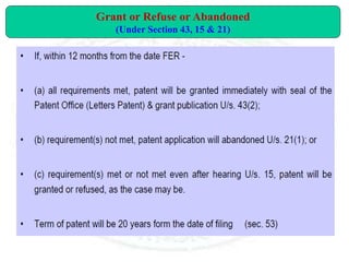 Grant or Refuse or Abandoned
(Under Section 43, 15 & 21)
 