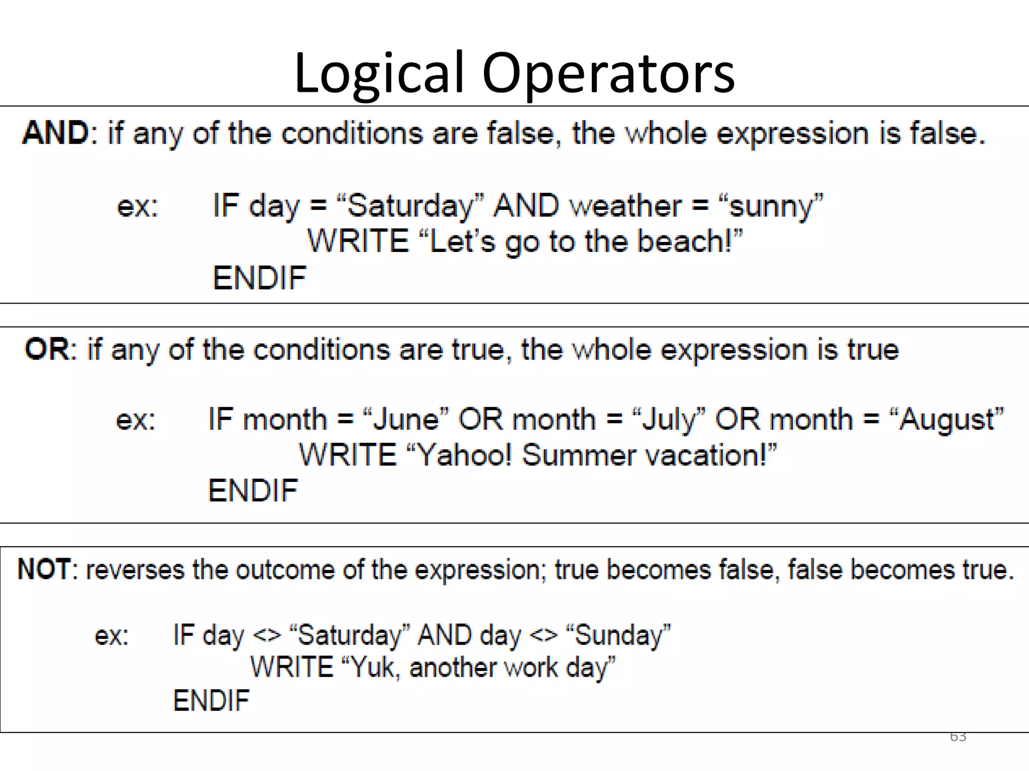 Logical Operators
63
 