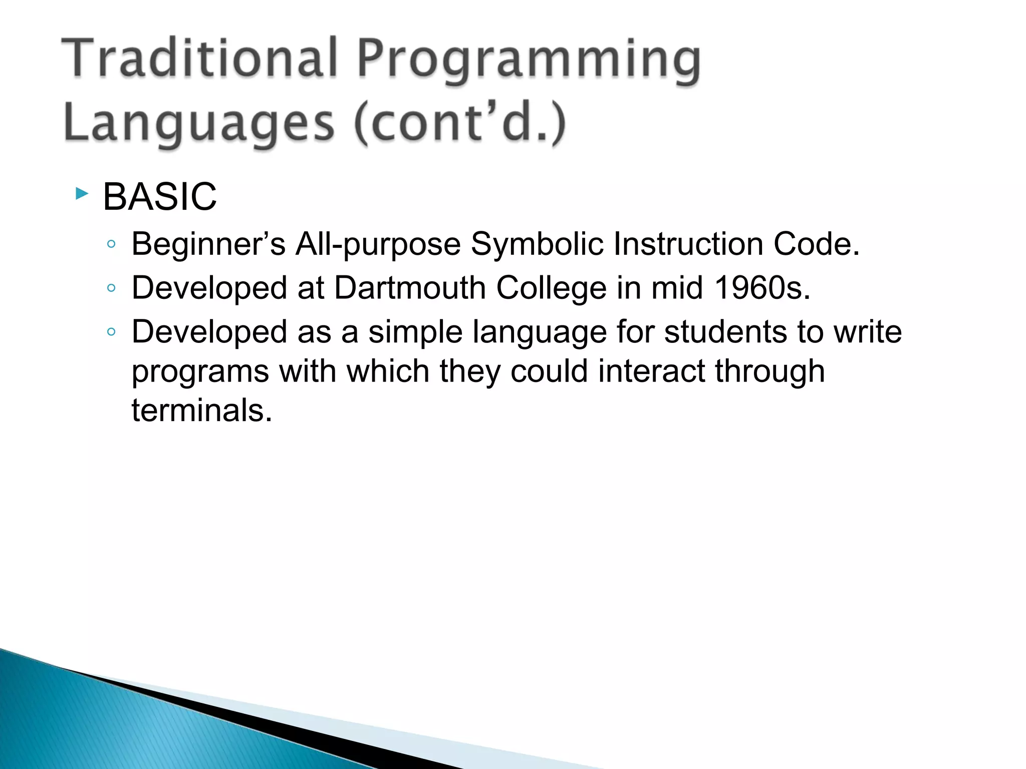Lect 1. introduction to programming languages | PPT