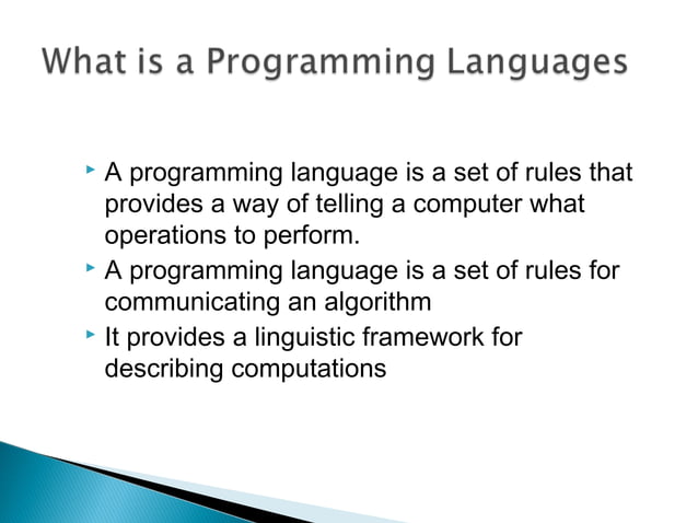 Lect 1. introduction to programming languages