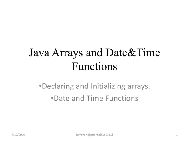 Java Arrays and DateTime Functions | PPT image.