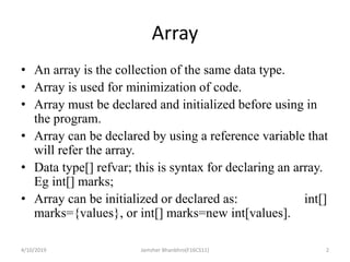 Java Arrays and DateTime Functions | PPT