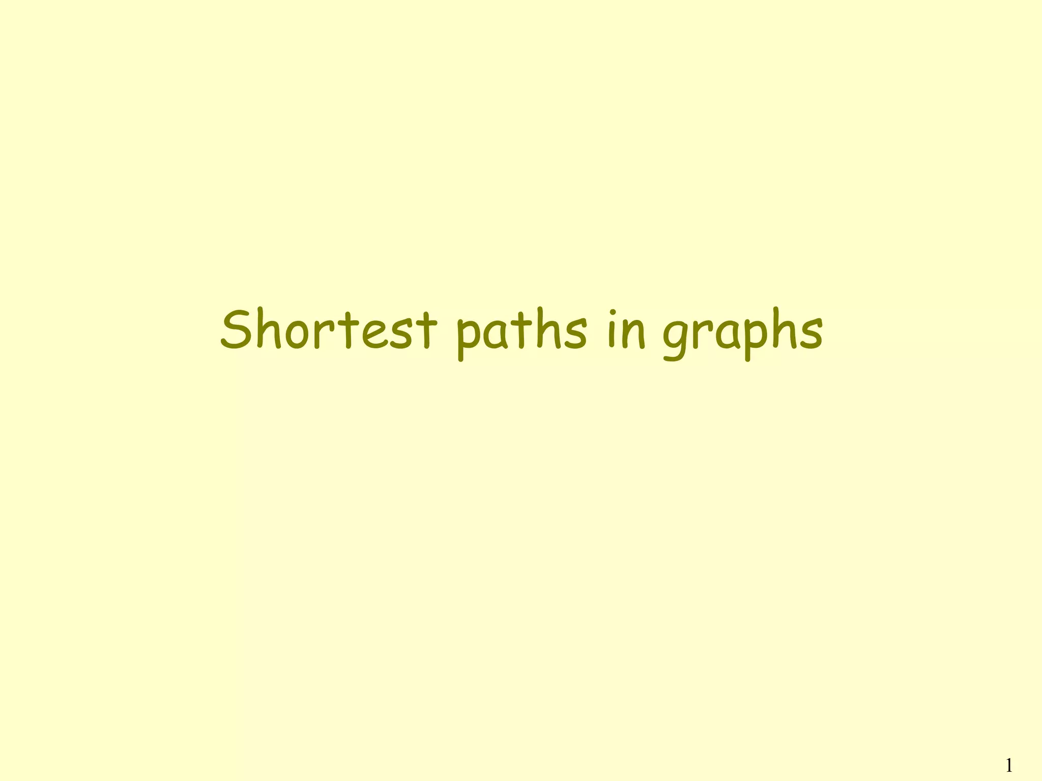 Shortest paths in graphs




                           1
 