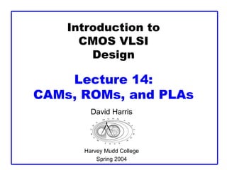 Introduction to
CMOS VLSI
Design
Lecture 14:
CAMs, ROMs, and PLAs
David Harris
Harvey Mudd College
Spring 2004
 