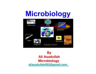 Microbiology
Microbiology
By
Ali Asadullah
aliasadullah092@gmail.com
 