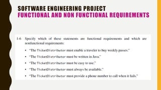 SOFTWARE ENGINEERING PROJECT
FUNCTIONAL AND NON FUNCTIONAL REQUIREMENTS
 