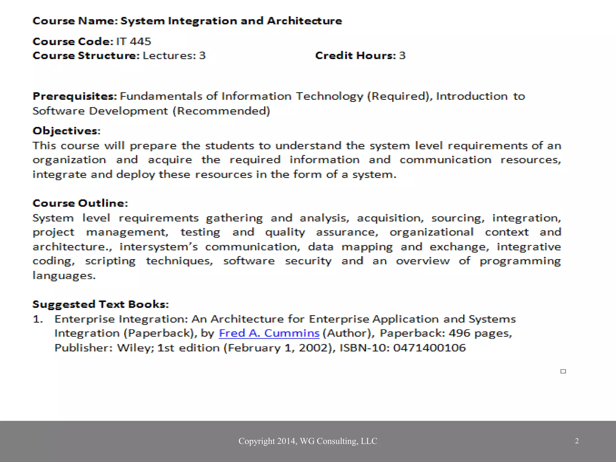 Copyright 2014, WG Consulting, LLC 2
 