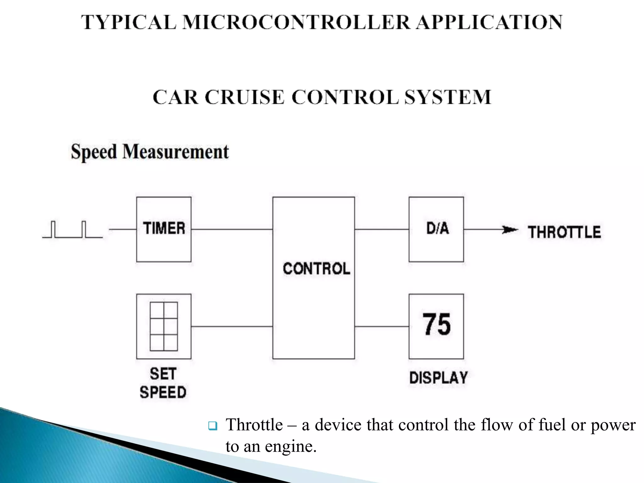  Throttle – a device that control the flow of fuel or power
to an engine.
 