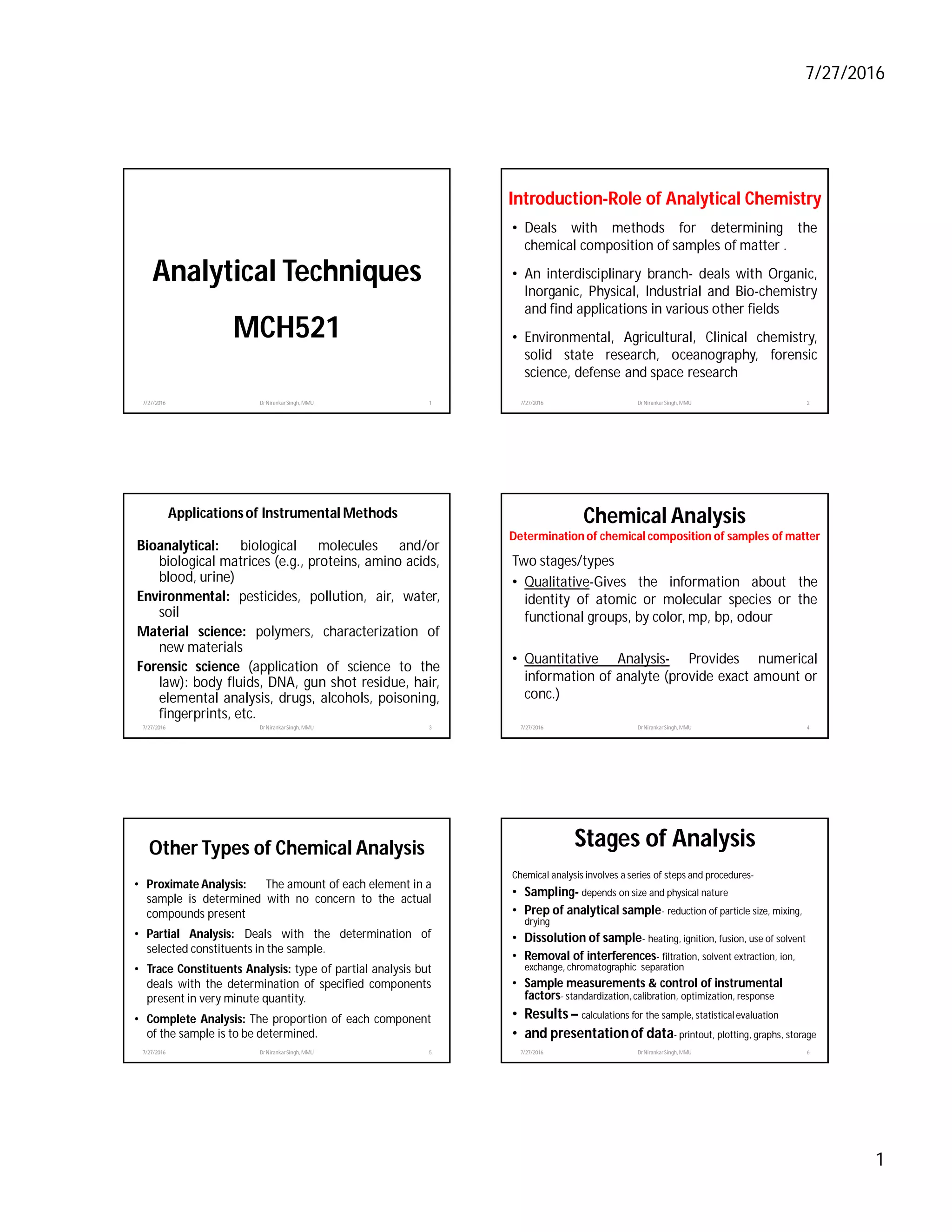 Analytical Introduction Analytical Chemistry Introduction | PDF | Chemistry | Science